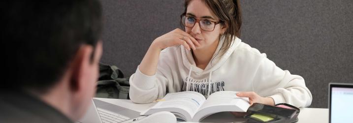 Students in the library studying