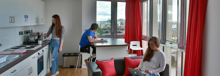 Student communal area in our Halls of Residence building.